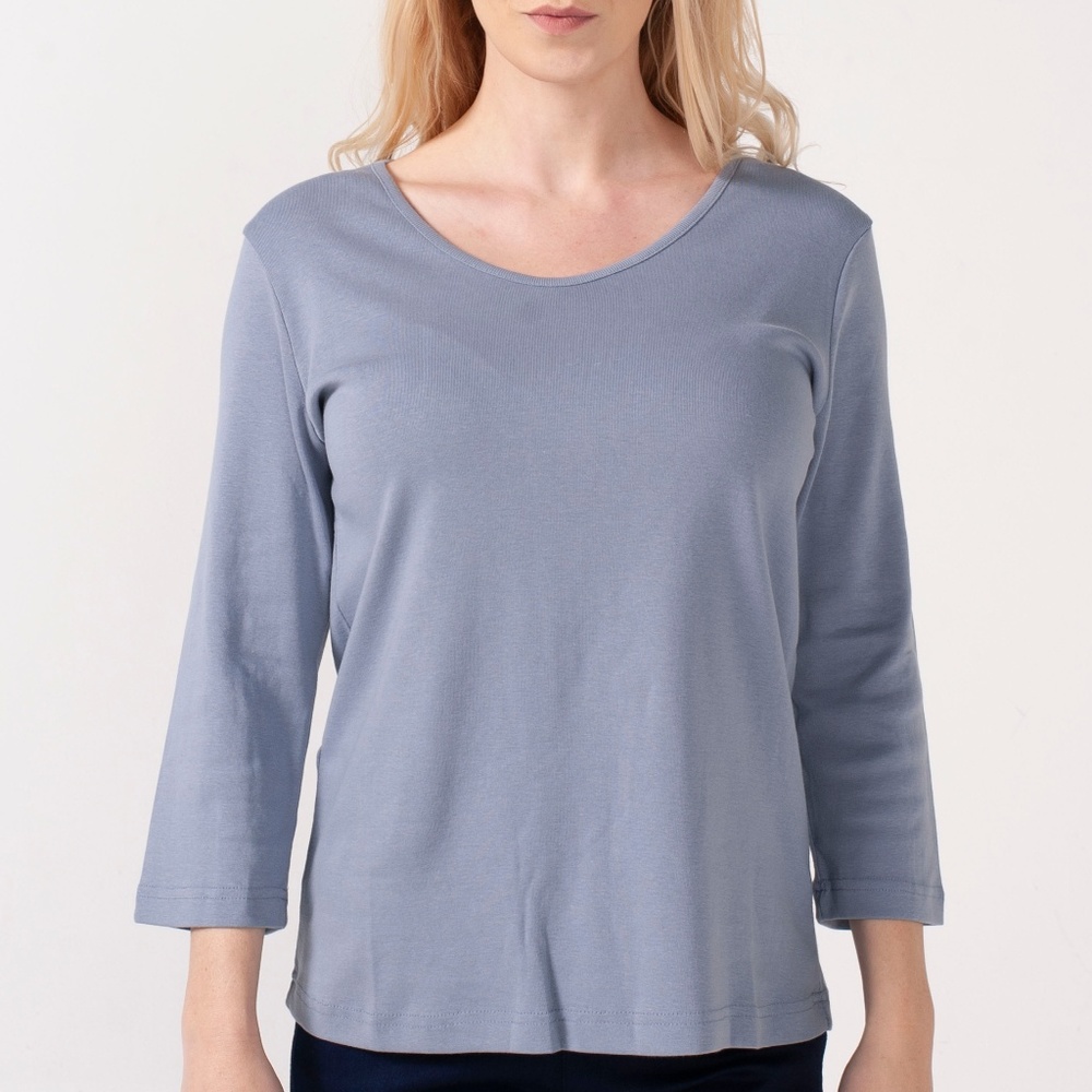 Solid 3/4 Sleeves Powder Blue Top